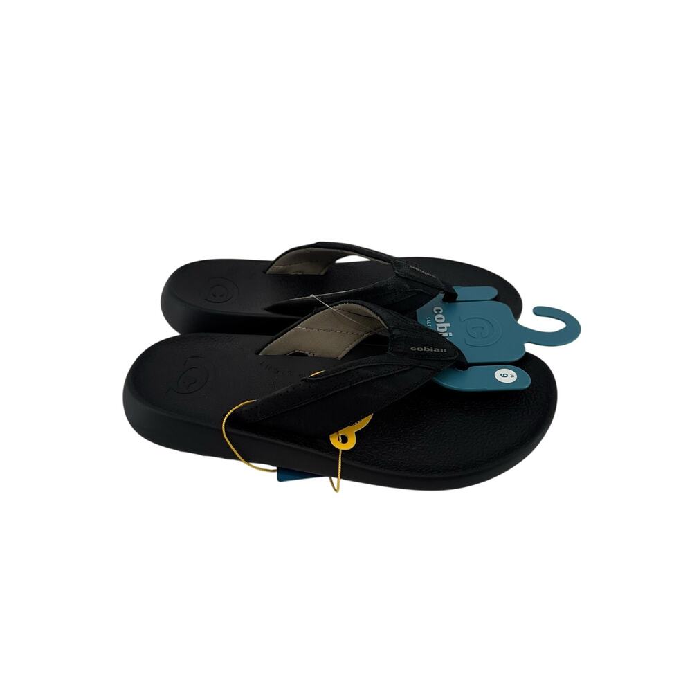 Cobian DRT Salt & Light Flip Flop Sandals Black Leather Men's Size 9